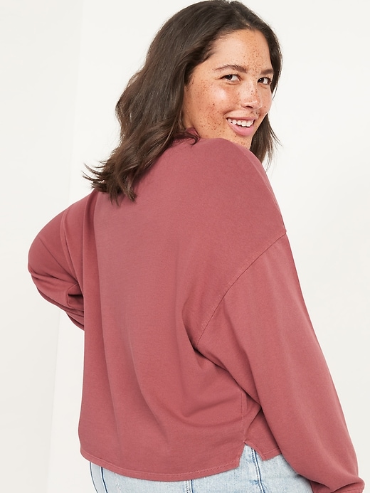 Image number 8 showing, Slouchy Mock-Neck Garment-Dyed Sweatshirt