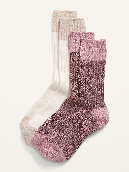 View large product image 1 of 1. Textured Marled-Yarn Color-Block Socks 2-Pack For Women