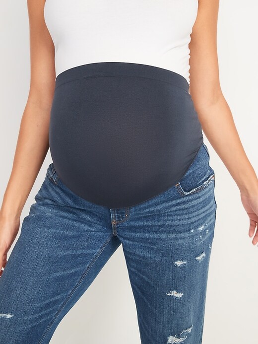 Image number 4 showing, Maternity Full Panel Boyfriend Ripped Jeans