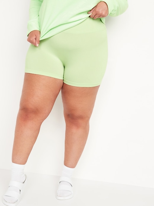 Image number 7 showing, High-Waisted Seamless Rib-Knit Biker Shorts -- 3.25-inch inseam