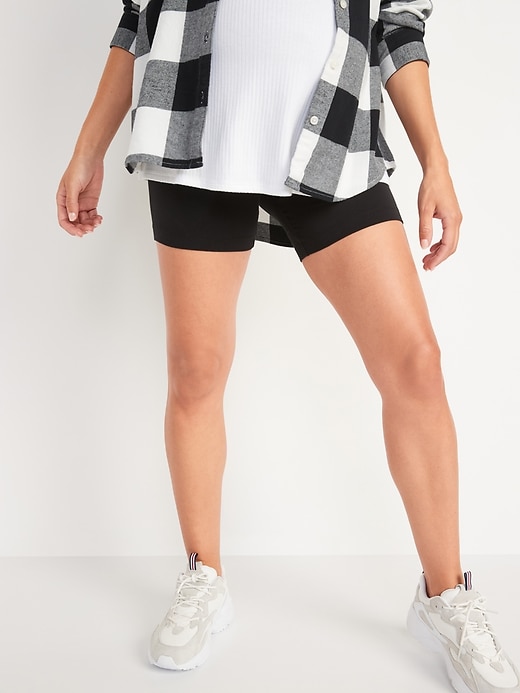 View large product image 2 of 2. Maternity Full-Panel Biker Shorts 2-Pack -- 6-inch inseam