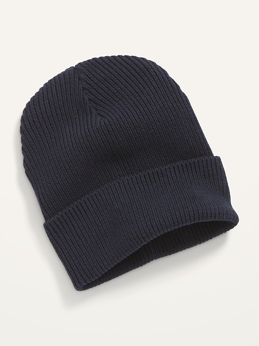 View large product image 1 of 1. Rib-Knit Wide-Cuff Gender-Neutral Beanie Hat for Adults