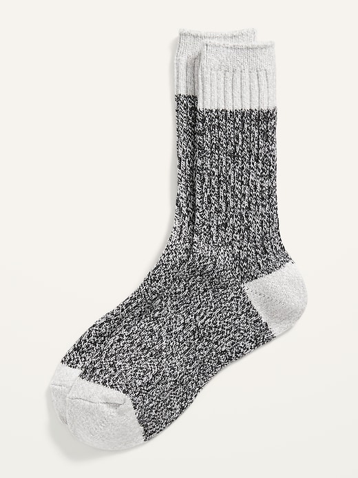 View large product image 1 of 1. Textured Marled-Yarn Color-Block Socks For Women