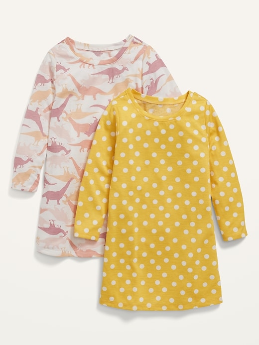View large product image 1 of 2. 2-Pack Long-Sleeve Nightgown for Toddler Girls