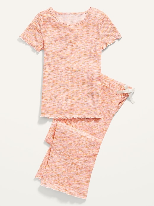 Rib-Knit Space-Dye Wide-Leg Pajama Set for Girls