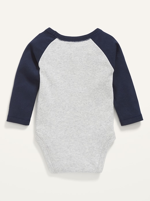 View large product image 2 of 2. Unisex Raglan-Sleeve Bodysuit for Baby