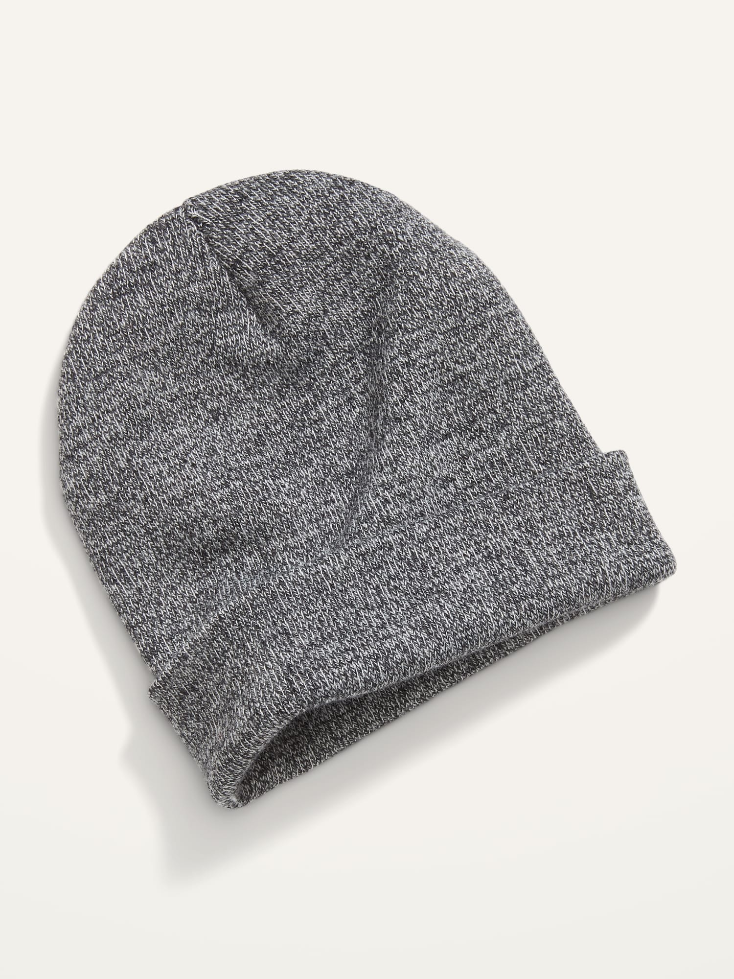 Gender-Neutral Marled Wide-Cuff Beanie Hat for Navy Old Adults 