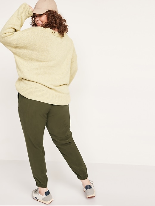 Image number 7 showing, High-Waisted Twill Jogger Pants for Women