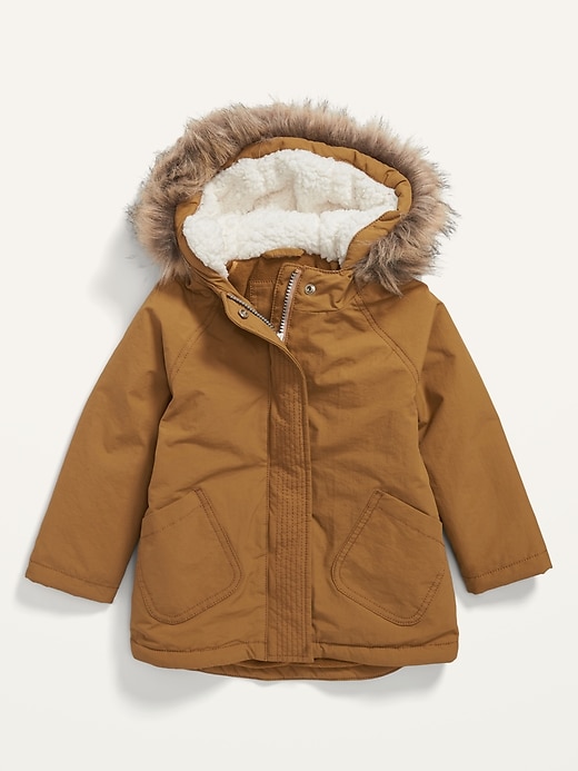 Old Navy Unisex Faux-Fur-Trim Hooded Parka Coat for Toddler. 1