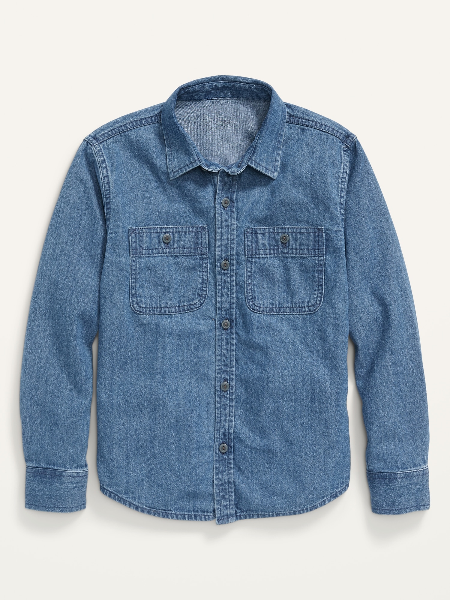 Men Denim Shirt Casual Western Jean Shirt Button Front Top Long Sleeve Top  Blue | eBay