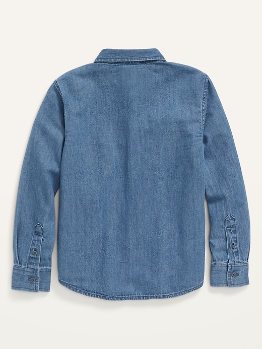 View large product image 2 of 2. Long-Sleeve Button-Front Jean Utility Shirt For Boys