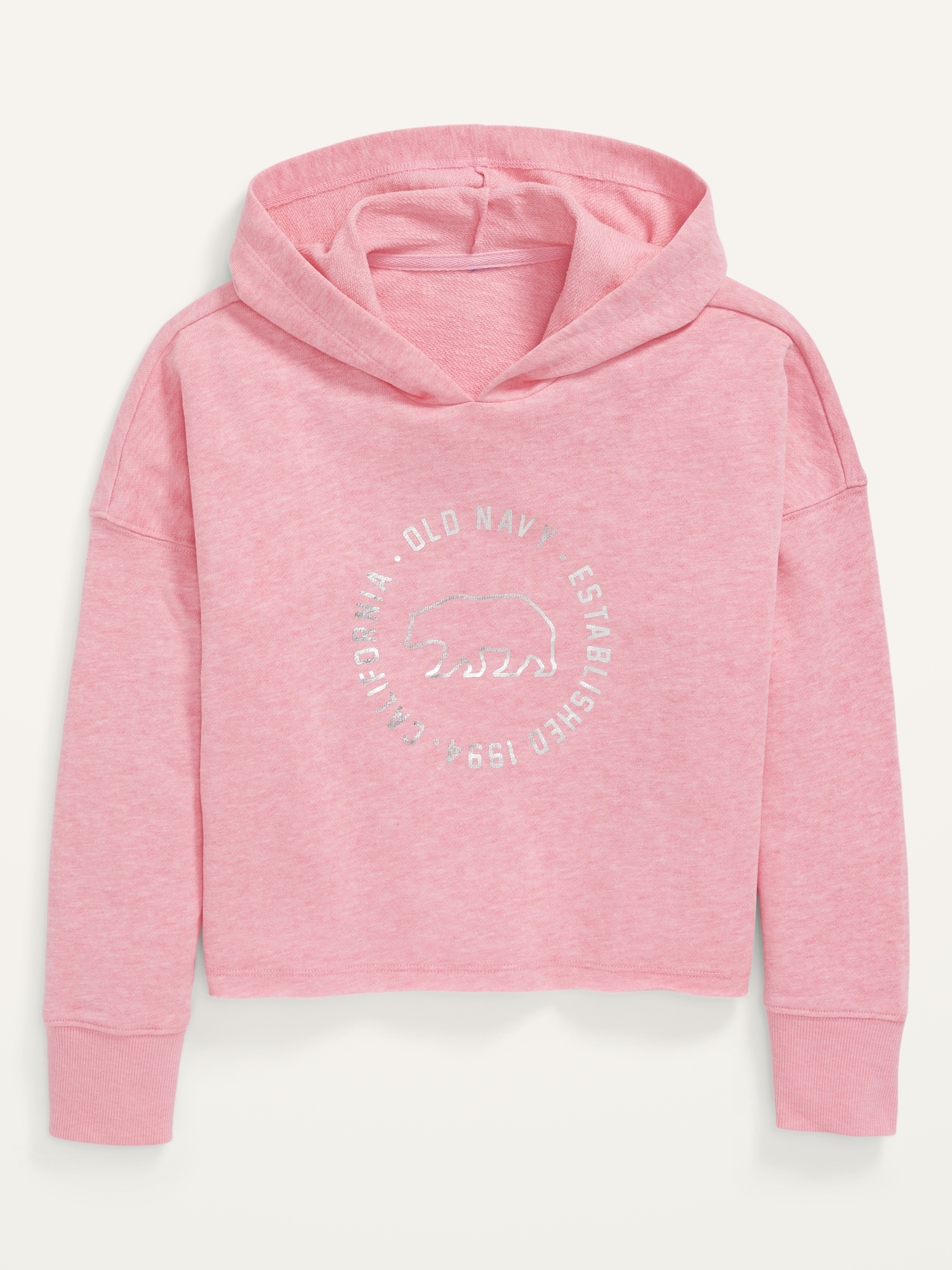 Slouchy Logo-Graphic Raw-Hem Pullover Hoodie for Girls | Old Navy