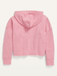 View large product image 3 of 3. Slouchy Logo-Graphic Raw-Hem Pullover Hoodie for Girls