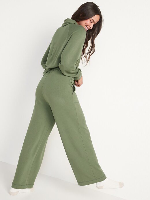 Image number 6 showing, High-Waisted Cozy-Knit Wide-Leg Pajama Pants for Women