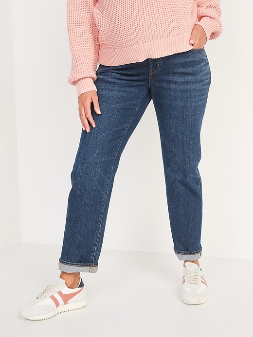 Image number 1 showing, Maternity Full Panel Slouchy Straight Jeans