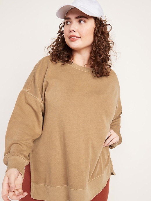 Image number 7 showing, Vintage Long-Sleeve Garment-Dyed French-Terry Tunic Sweatshirt for Women