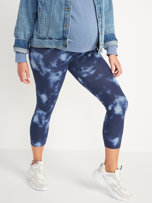 Image number 1 showing, Maternity Full Panel Tie-Dye Cropped Leggings