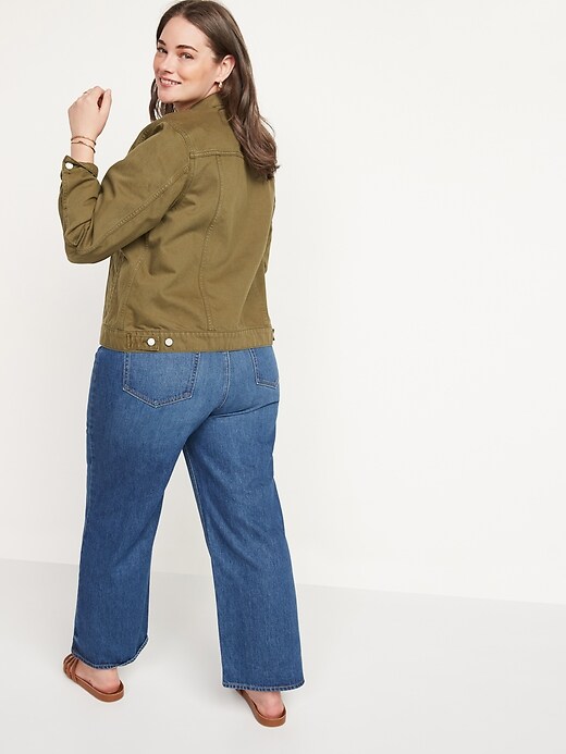 Image number 8 showing, Extra High-Waisted Medium-Wash Cropped Wide-Leg Jeans for Women