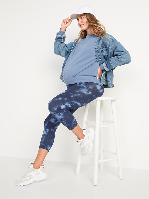 Image number 3 showing, Maternity Full Panel Tie-Dye Cropped Leggings