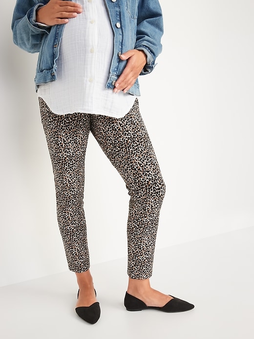 Image number 1 showing, Maternity Full Panel Pixie Printed Ankle Pants