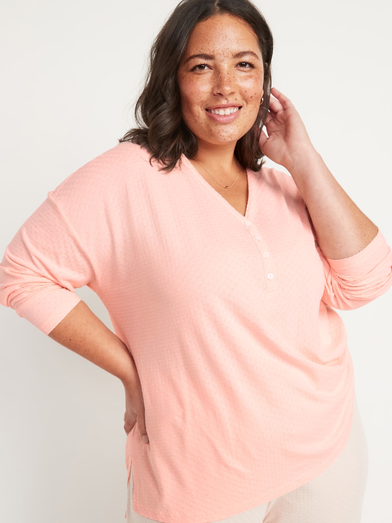 Oversized PointelleKnit Pajama Tunic Top for Women Old Navy