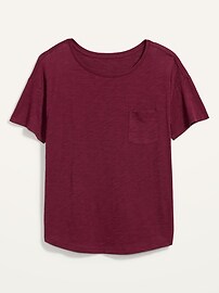 View large product image 3 of 3. Loose Slub-Knit Easy Pocket T-Shirt for Women