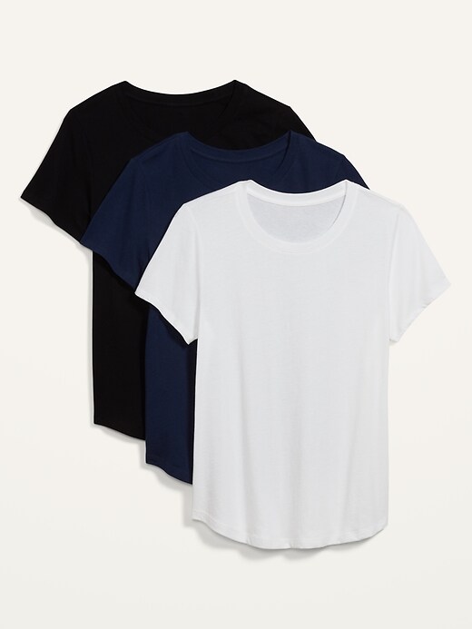 Image number 7 showing, EveryWear Crew-Neck T-Shirt 3-Pack for Women