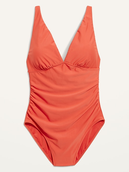 Image number 4 showing, Ruched V-Neck One-Piece Swimsuit