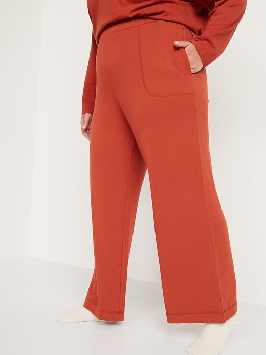 Image number 7 showing, High-Waisted Cozy-Knit Wide-Leg Pajama Pants