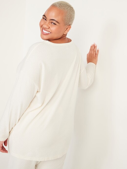 Image number 2 showing, Oversized Pointelle-Knit Pajama Tunic Top