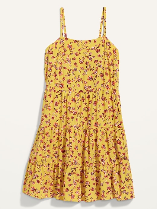 View large product image 2 of 2. Sleeveless Tiered Printed Plus-Size Swing Dress