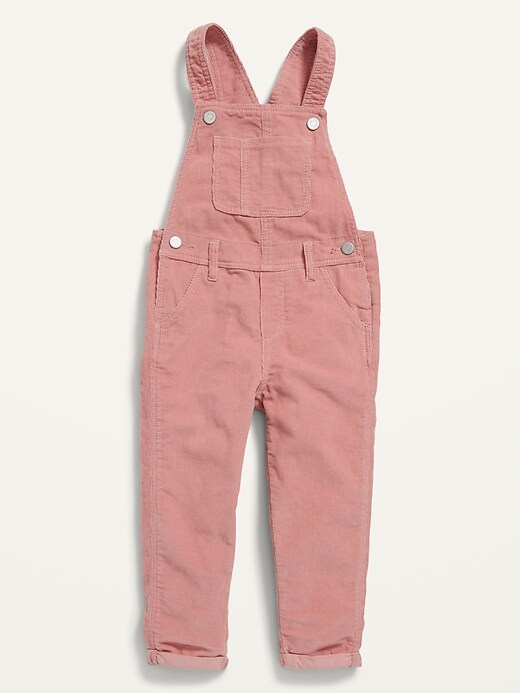 View large product image 1 of 2. Unisex Slouchy Straight Pink-Wash Corduroy Overalls for Toddler