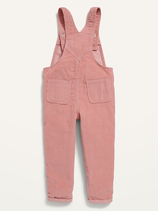 View large product image 2 of 2. Unisex Slouchy Straight Pink-Wash Corduroy Overalls for Toddler