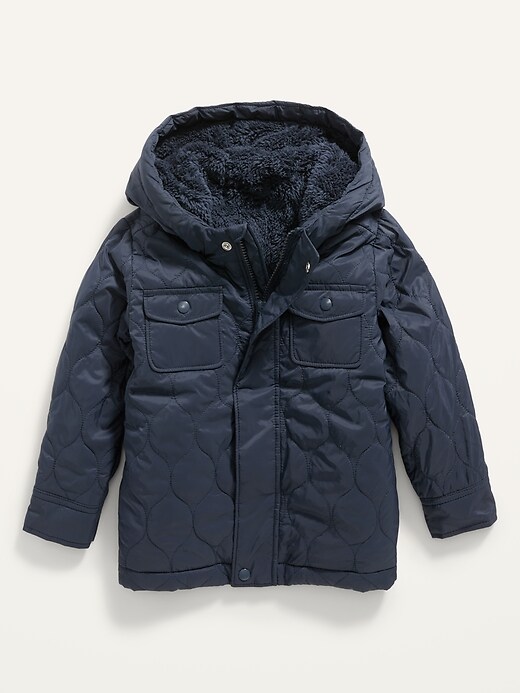 View large product image 1 of 2. Unisex Hooded Sherpa-Lined Quilted Jacket for Toddler