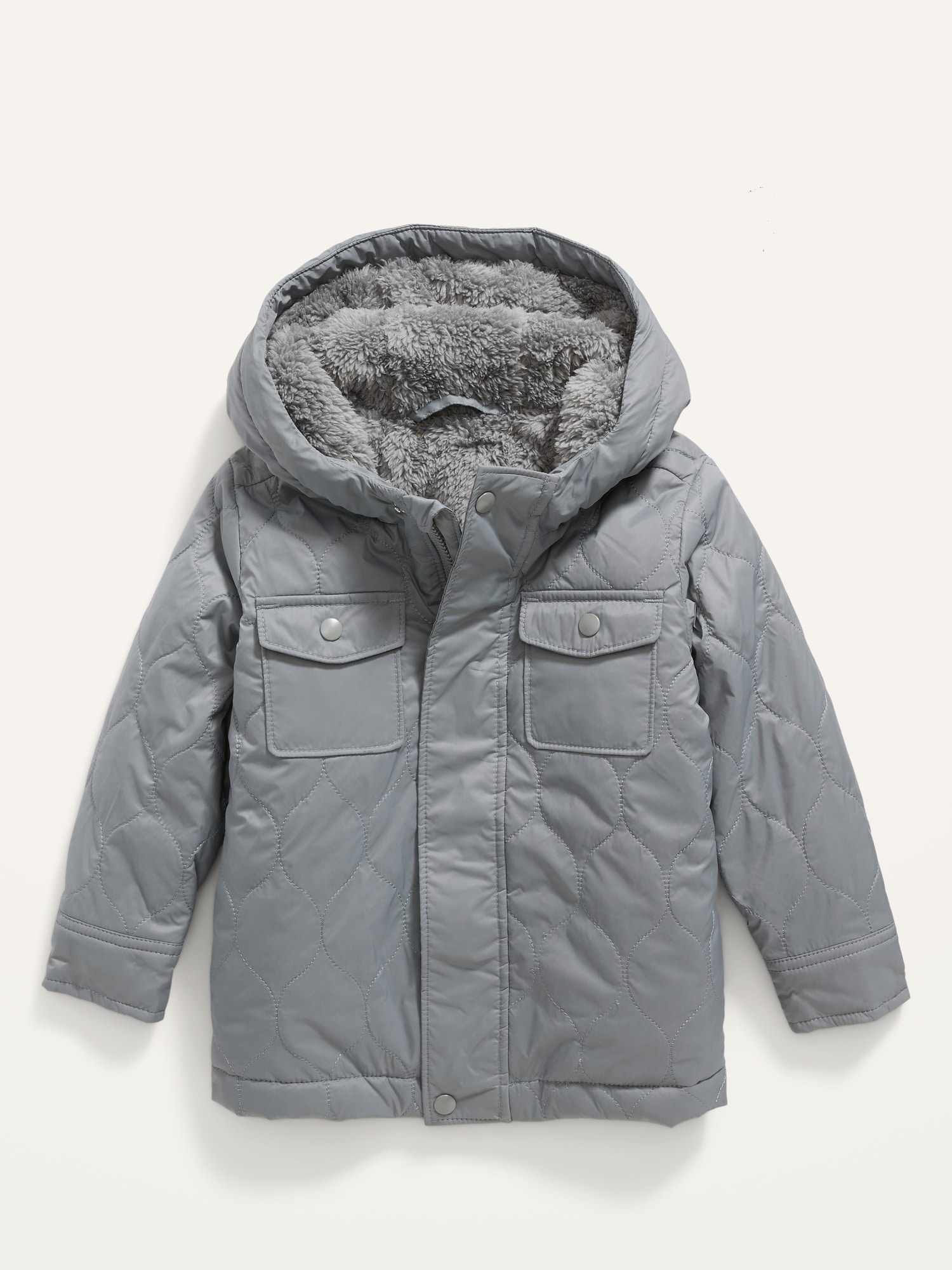 Unisex Hooded Sherpa-Lined Quilted Jacket for Toddler | Old Navy