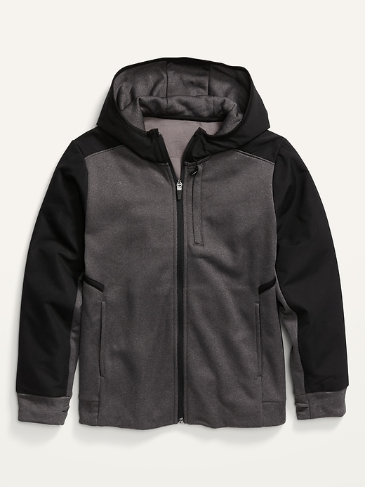 View large product image 2 of 2. Go-Dry Techie Fleece Hybrid Zip Hoodie for Boys