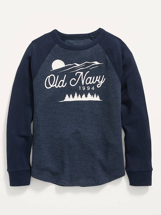 Old Navy Logo-Graphic Raglan Thermal Tee For Boys. 1