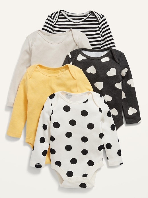 View large product image 1 of 1. Unisex 5-Pack Long-Sleeve Bodysuit for Baby