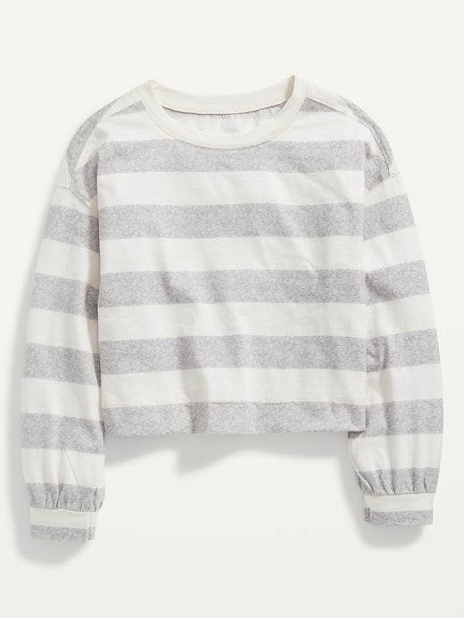 View large product image 1 of 2. Cropped Vintage Striped Long-Sleeve T-Shirt for Girls