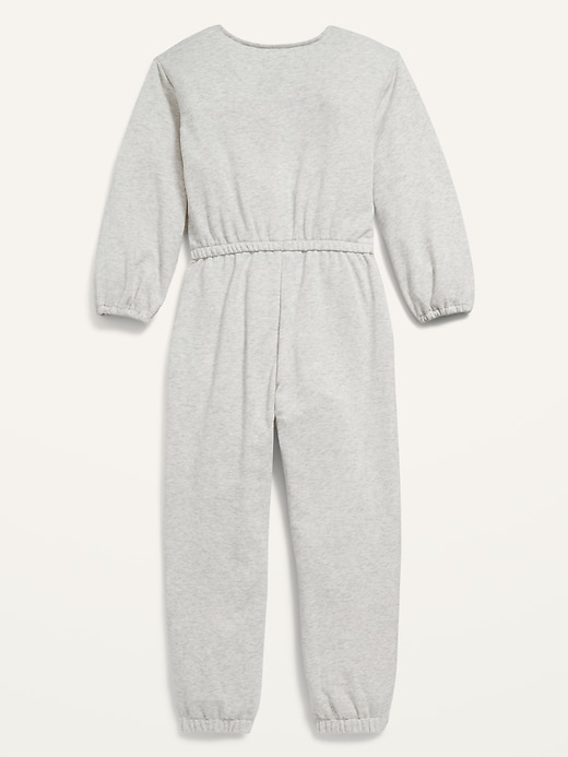 View large product image 2 of 2. Cozy Long-Sleeve Button-Front French Terry Jumpsuit for Girls