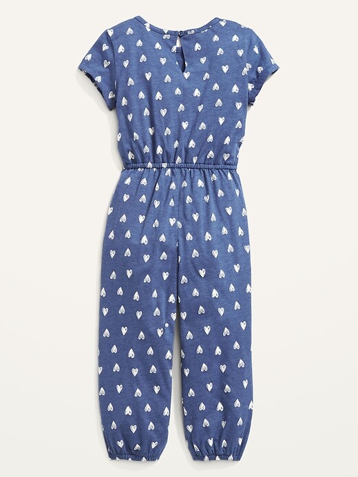 View large product image 2 of 2. Short-Sleeve Cinched-Waist Printed One-Piece for Toddler Girls