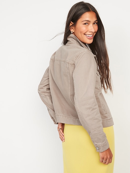 Image number 2 showing, Tan Non-Stretch Jean Jacket for Women