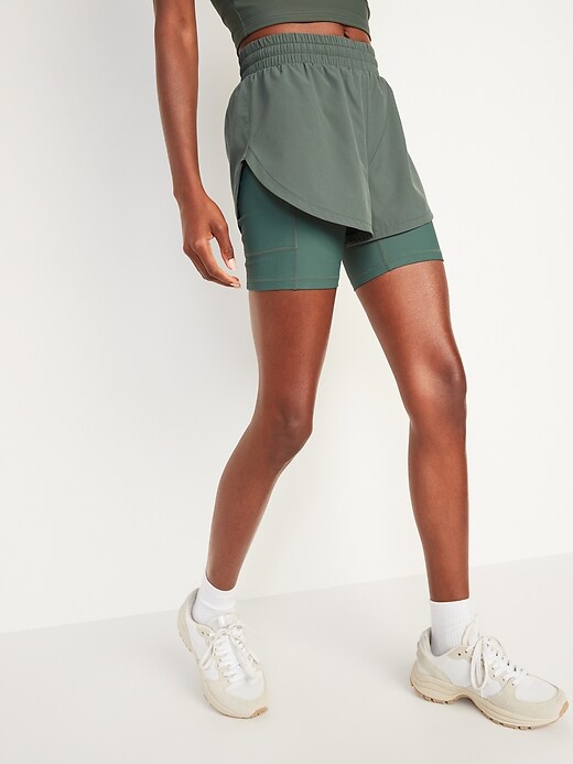 Image number 5 showing, High-Waisted 2-in-1 StretchTech Run Shorts + Biker Shorts -- 3-inch inseam