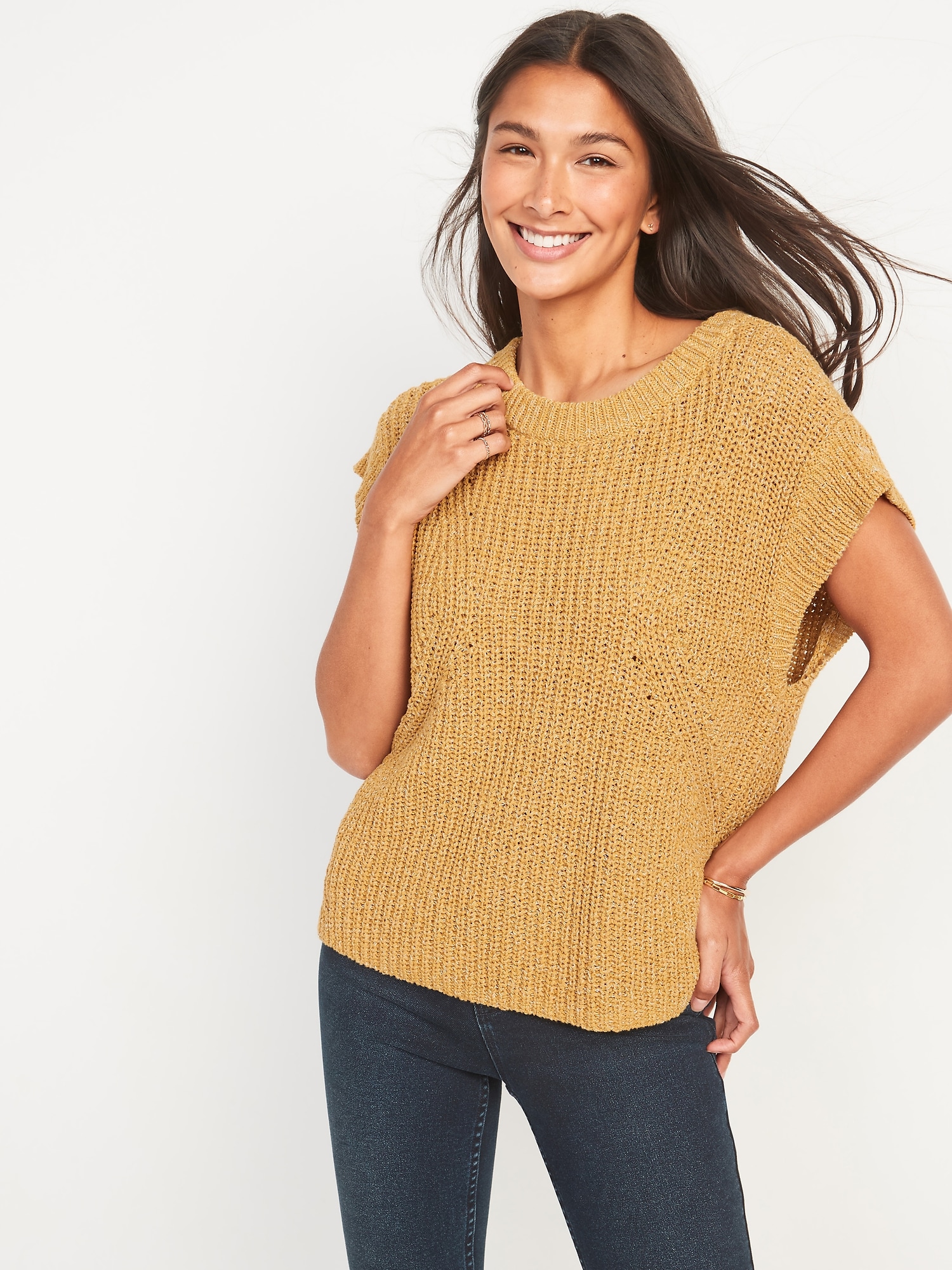 Lightweight Shaker-Stitch Short-Sleeve Sweater for Women | Old Navy