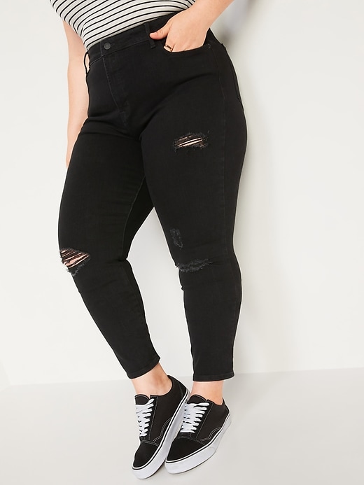 Image number 7 showing, High-Waisted Pop Icon Black Ripped Skinny Jeans