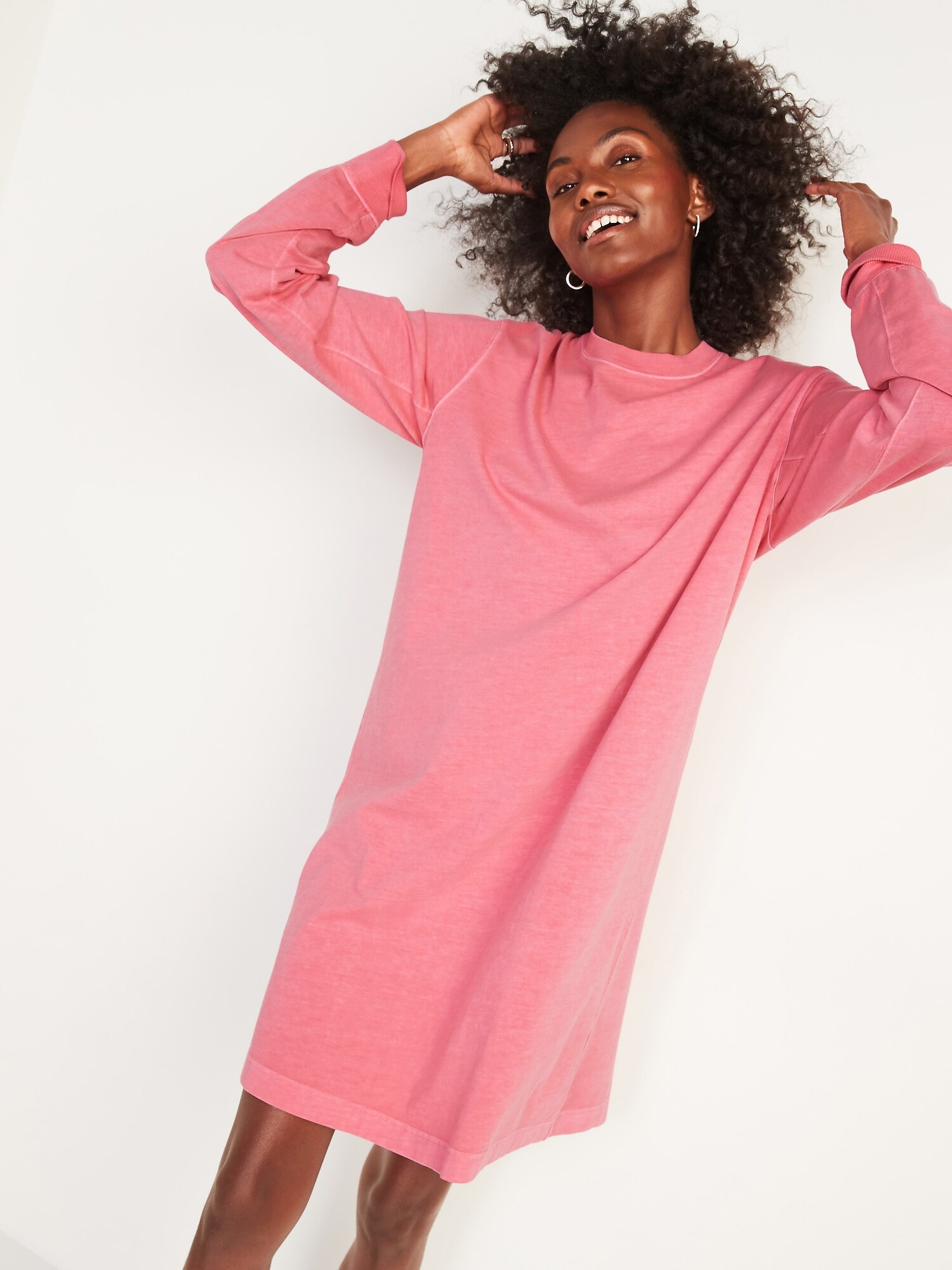 Pink long sleeve t cheap shirt dress