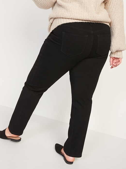 Image number 8 showing, Mid-Rise Power Slim Straight Black Jeans for Women