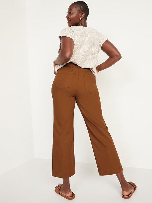 Image number 2 showing, Extra High-Waisted Canvas Wide-Leg Cropped Pants