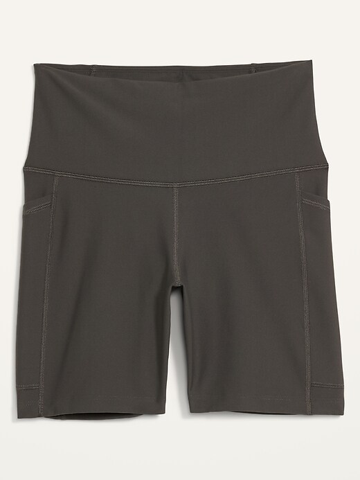 Image number 4 showing, High-Waisted PowerSoft Side-Pocket Biker Shorts for Women -- 6-inch inseam