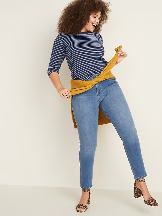Image number 3 showing, Mid-Rise Power Slim Straight Jeans for Women
